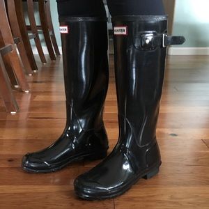 Hunter Original Tall Gloss Rain boots Black 7 US